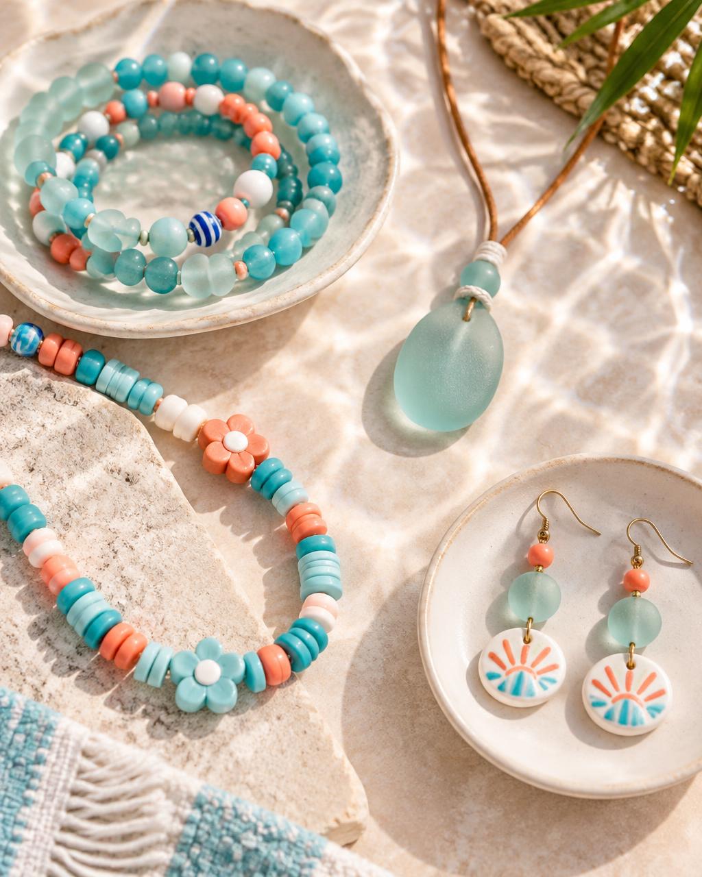Seafoam Glass Bead Bracelet